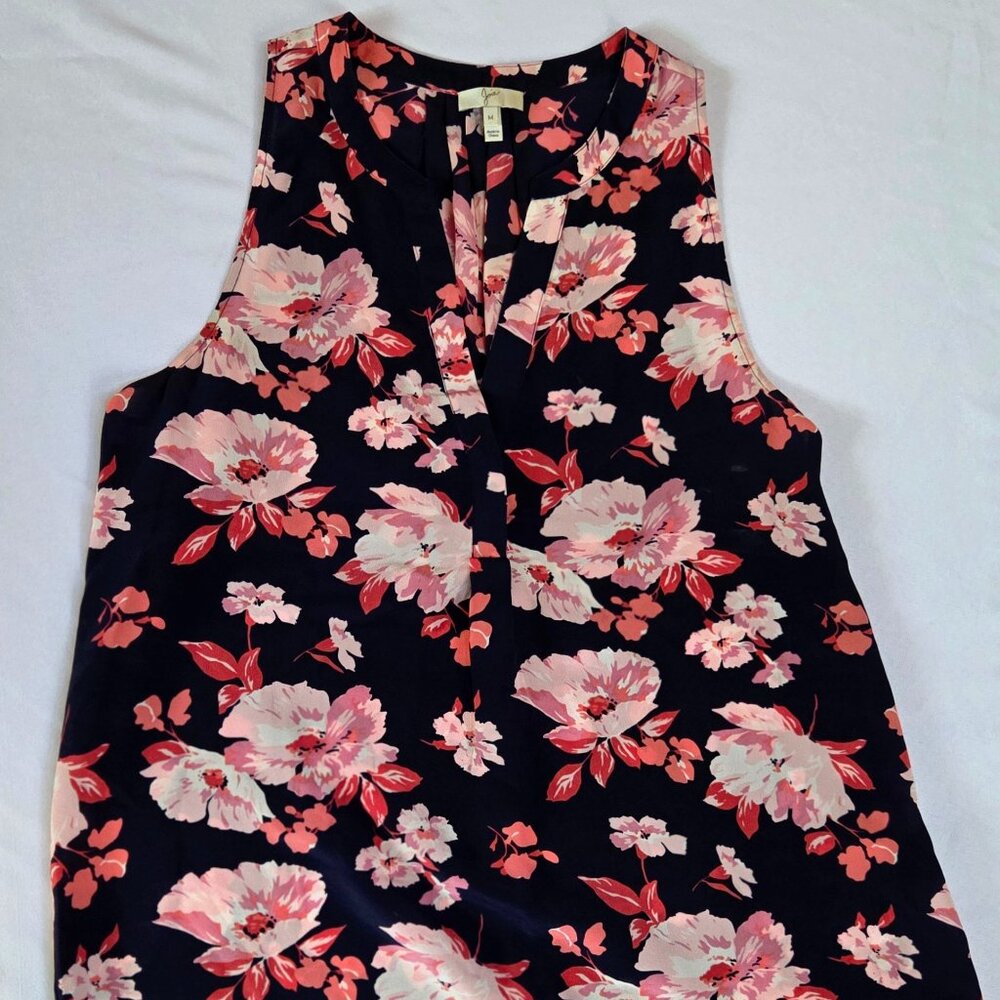 Joie Black Floral Silk Tank - Luxe Fabric - Size M